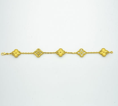 [kincade]CLOVER BRACELET 5 MOTIFS GOLD DIAMOND