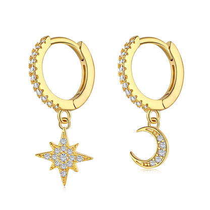 [kincade]Star and Moon Asymmetric Earrings