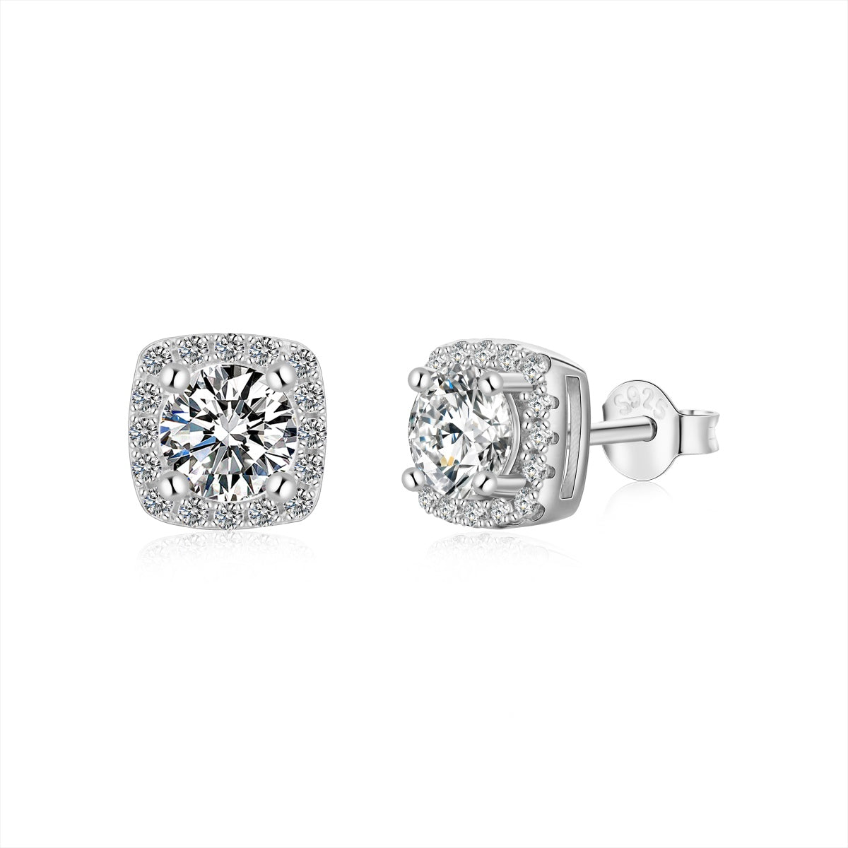 [kincade]Classic Round Center Stone Stud Earrings