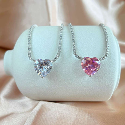 [kincade]8.0 Carat Versatile Colorful Sweet Heart-Shaped Tennis Necklace