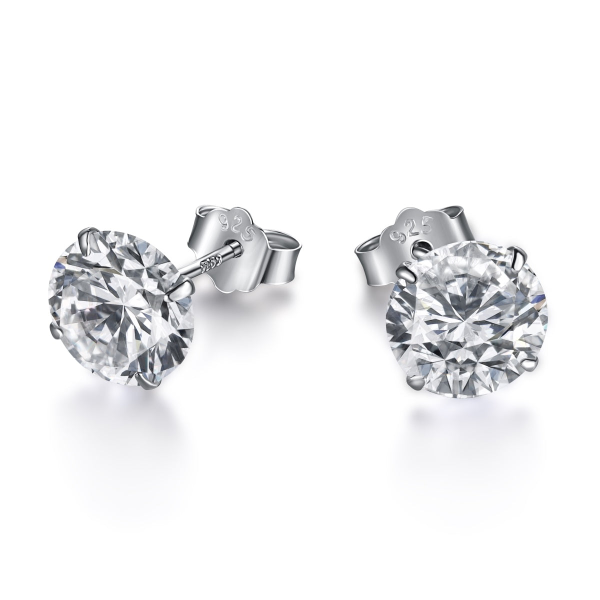 [kincade]Stylish Shiny Round Center Stone Stud Earrings