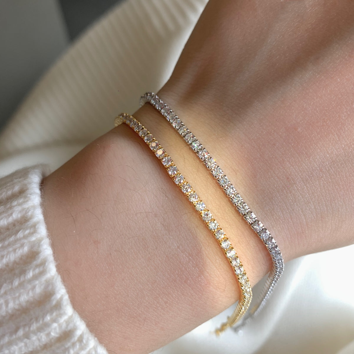 [kincade]Radiant Shinning Princess Cut Tennis Bracelet