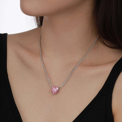 [kincade]8.0 Carat Versatile Colorful Sweet Heart-Shaped Tennis Necklace