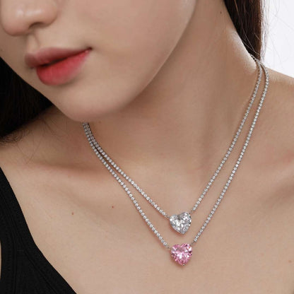 [kincade]8.0 Carat Versatile Colorful Sweet Heart-Shaped Tennis Necklace