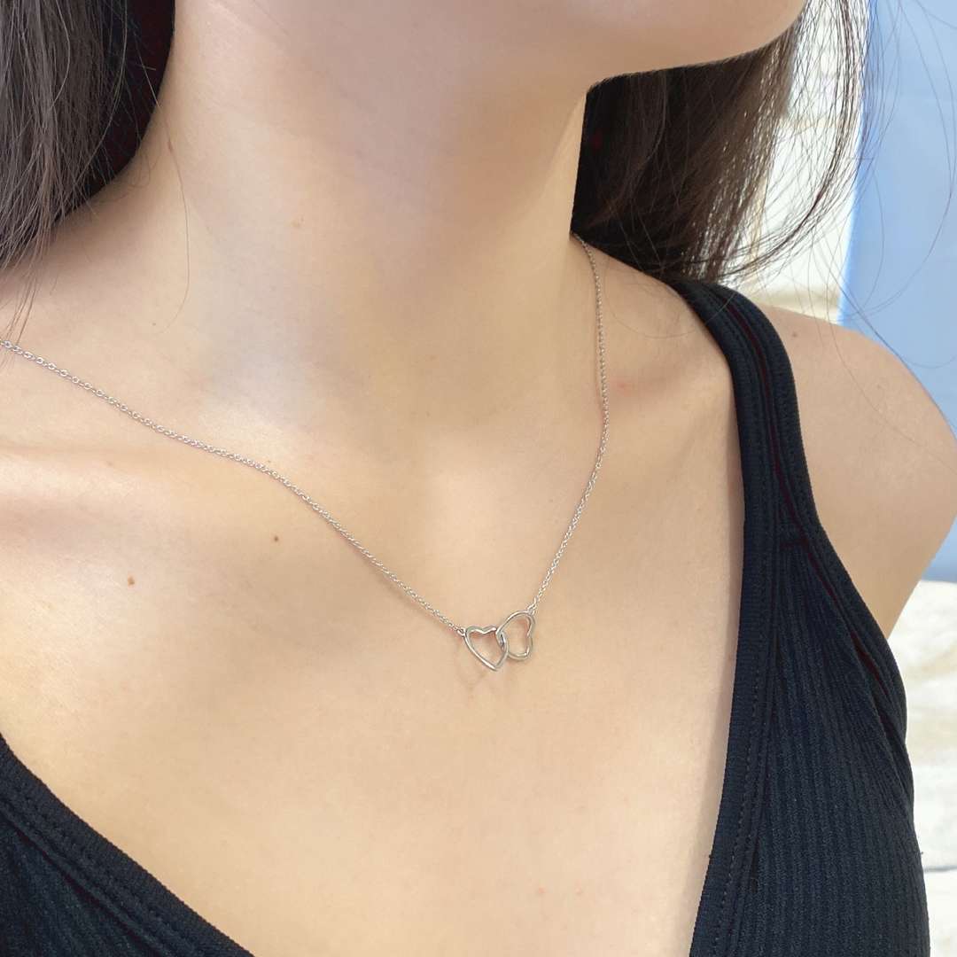 [kincade]Sterling Silver Love Double Ring Necklace