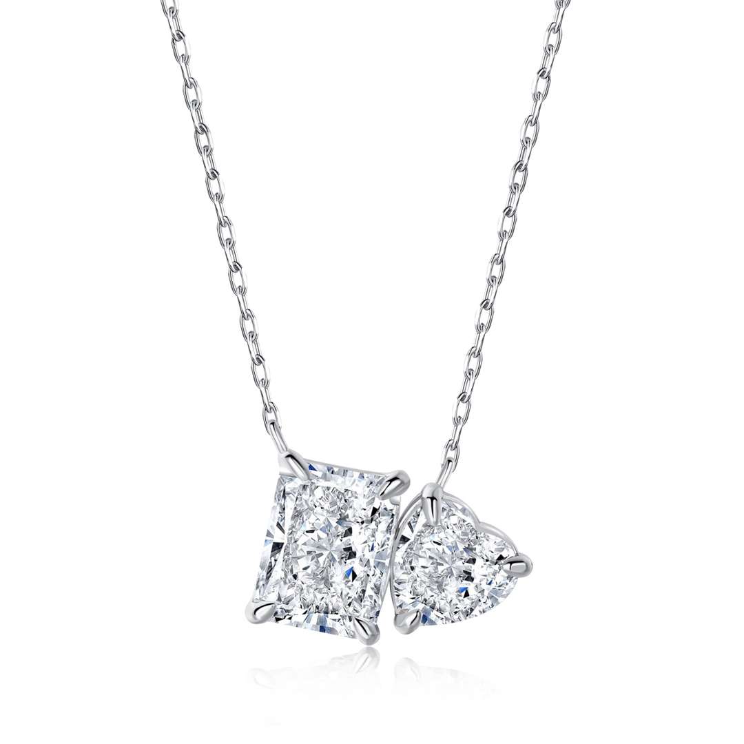 [kincade]Dazzling Square & Heart Shape Necklace