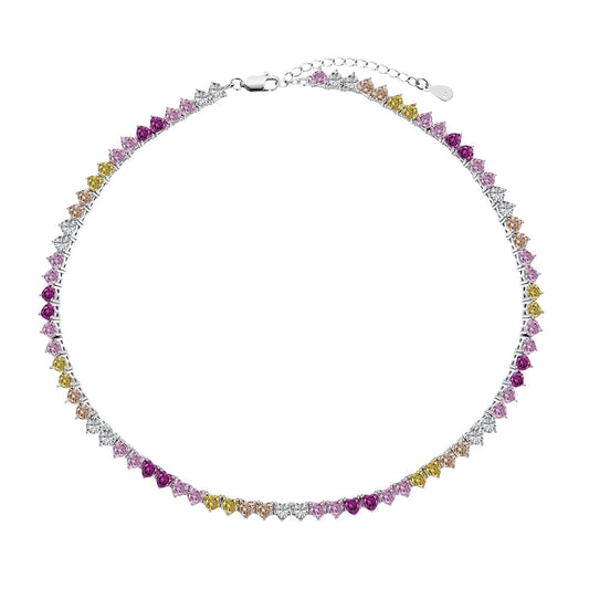 [kincade]Sparkling Colorful Full Heart Tennis Necklace