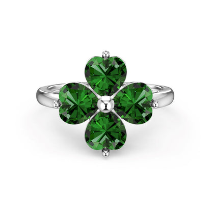 [kincade]Heart-shaped Four-Leaf Clover Ball Ring