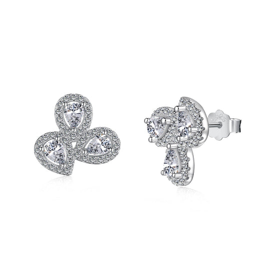 [kincade]Ornate Flower Shape Pear Cut Lover Earrings