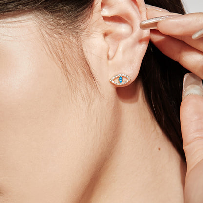 [kincade]Blue Devil Eyes Hollow Stud Earrings