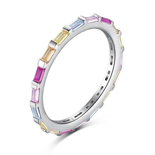 [kincade]Exquisite Multicolored Emerald Cut Daily Ring