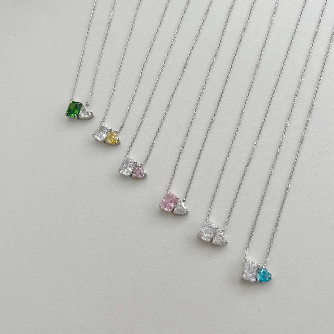 [kincade]Dazzling Square & Heart Shape Necklace