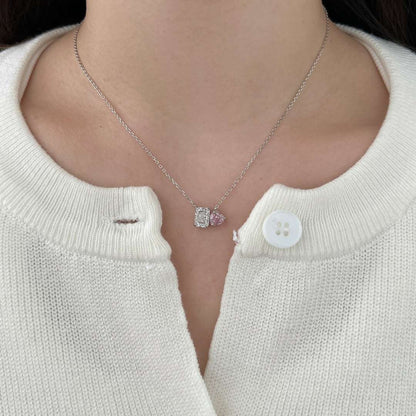 [kincade]Dazzling Square & Heart Shape Necklace