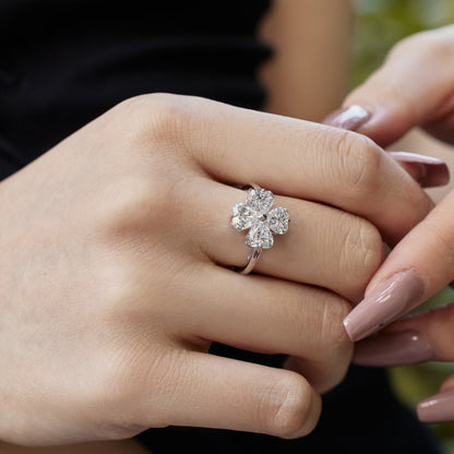 [kincade]Heart-shaped Four-Leaf Clover Ball Ring