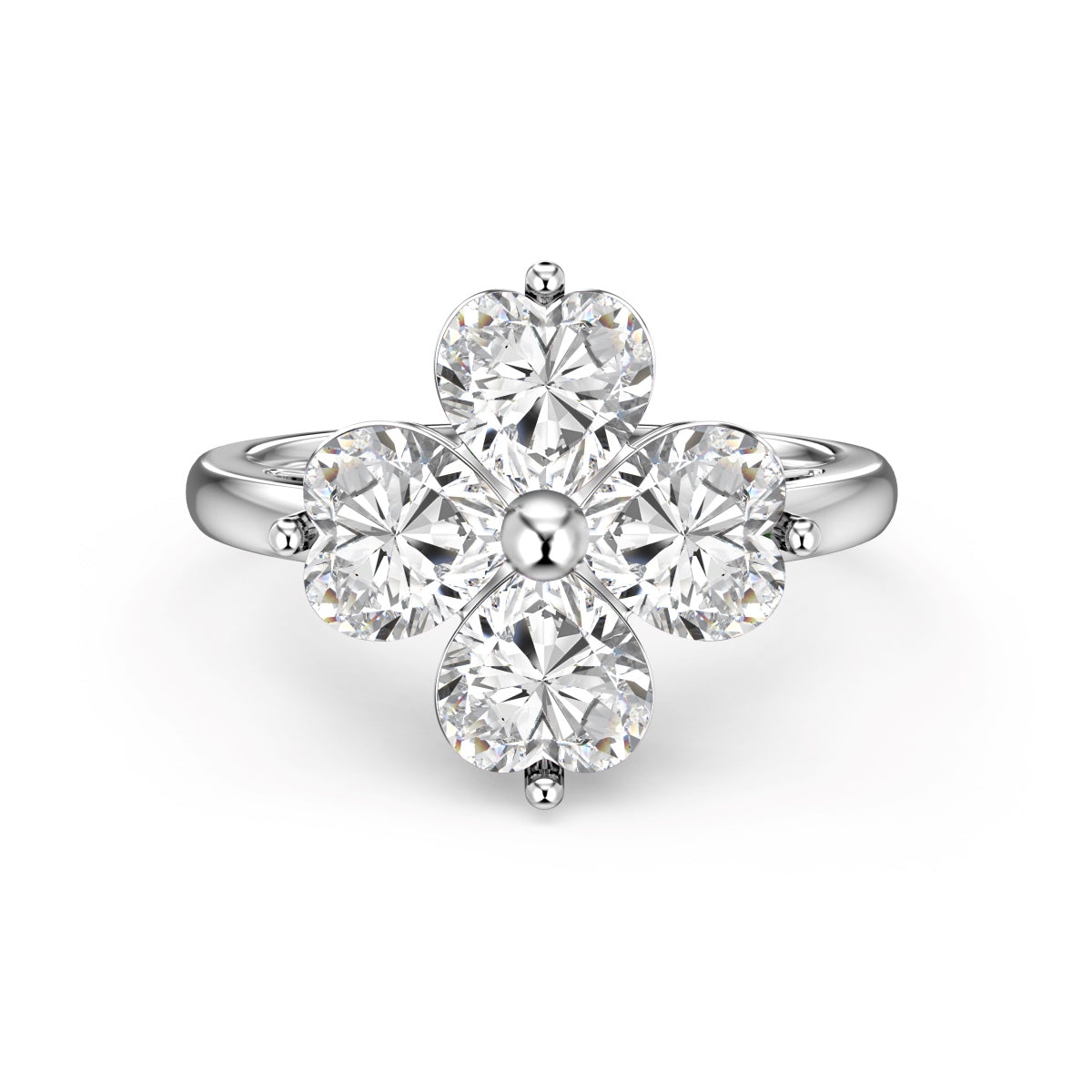 [kincade]Heart-shaped Four-Leaf Clover Ball Ring