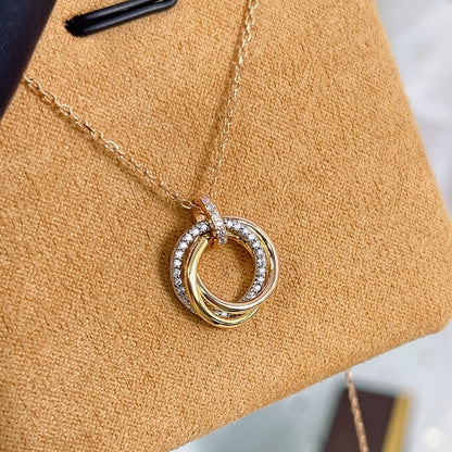 [kincade]TRINITY NECKLACE SILVER GOLD PINK GOLD DIAMONDS