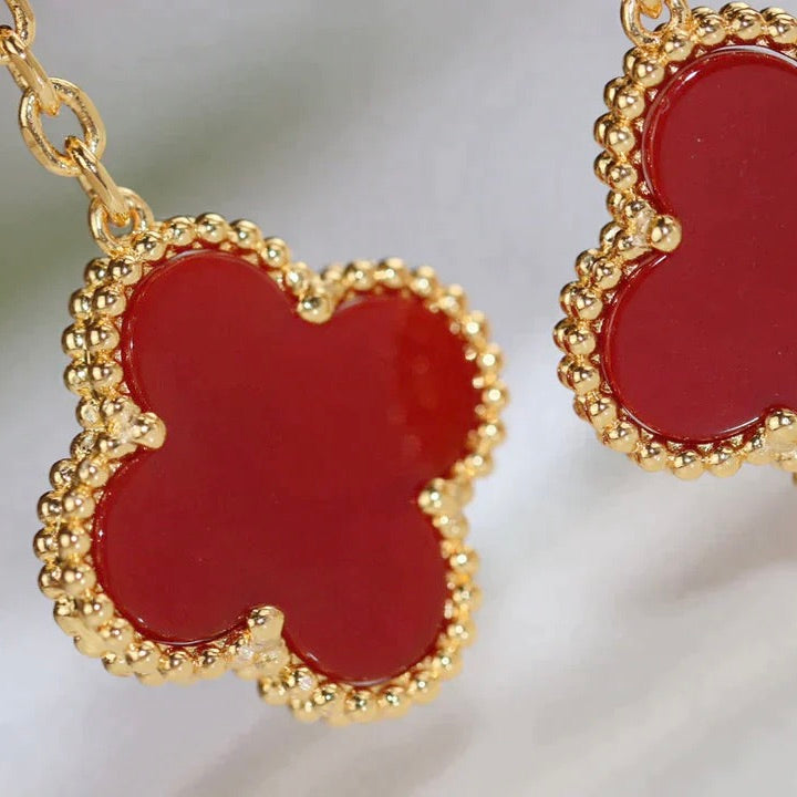 [kincade]CLOVER  2 MOTIF  TIGER EYE CARNELIAN EARRINGS