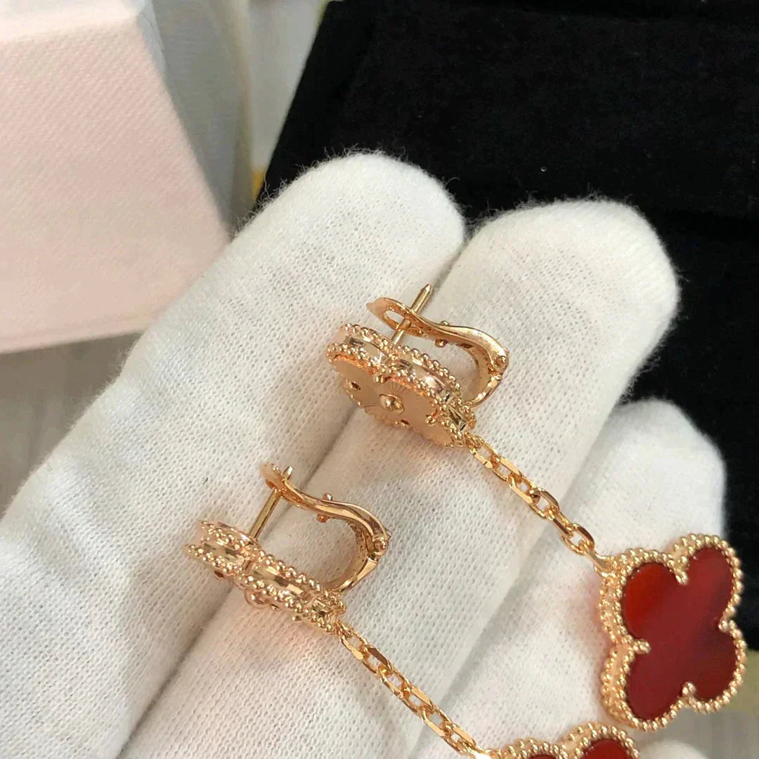 [kincade]CLOVER 2 MOTIF  LASER CARNELIAN EARRINGS