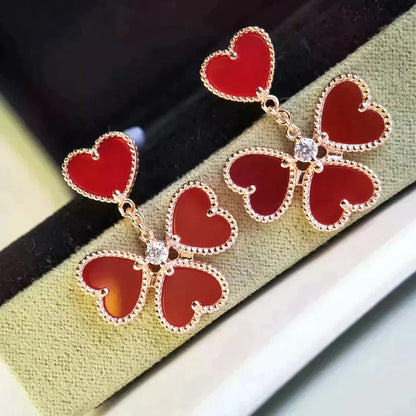 [kincade]SWEET CLOVER CARNELIAN EARRINGS