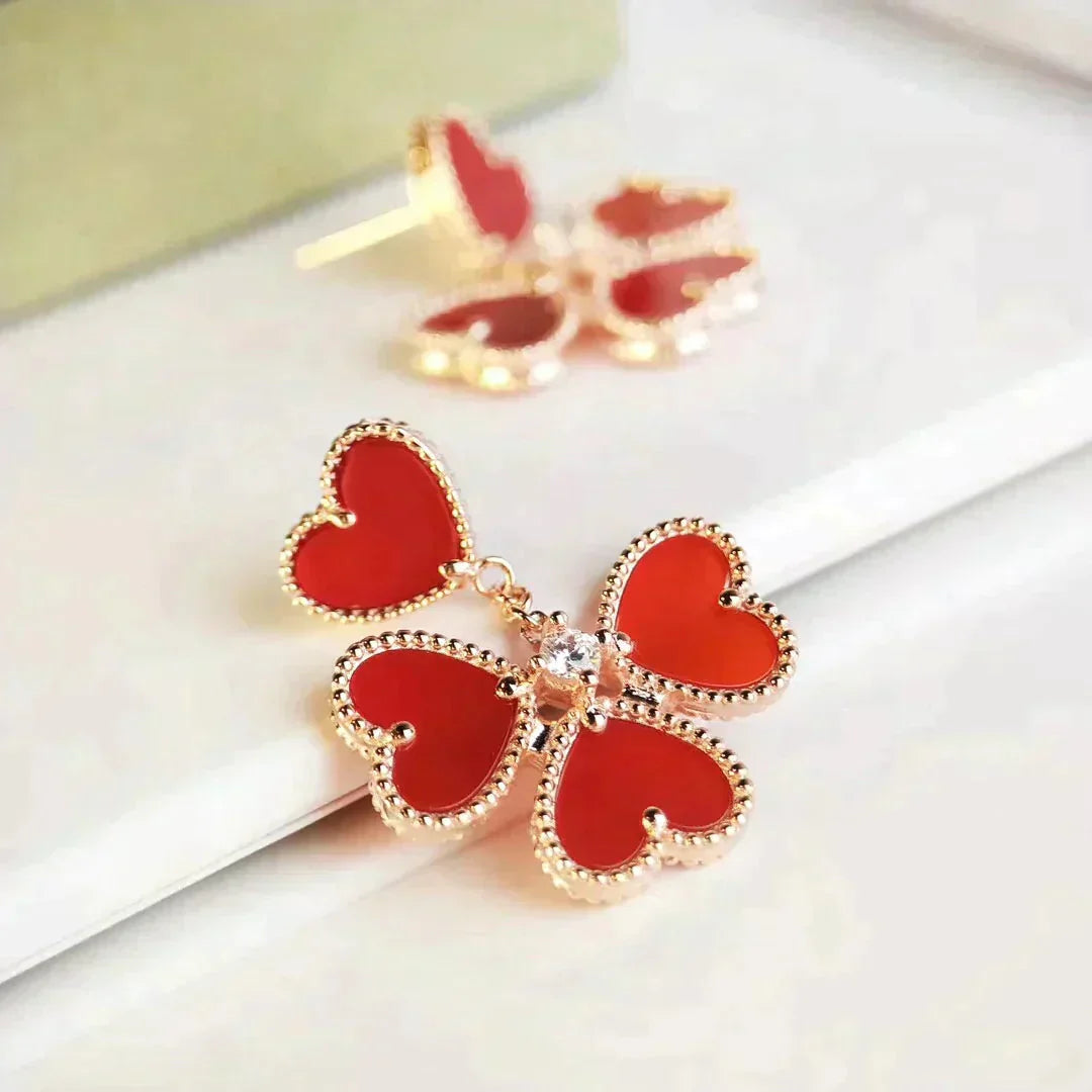 [kincade]SWEET CLOVER CARNELIAN EARRINGS