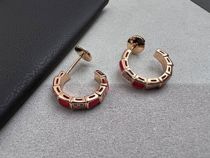 [kincade]SERPENTI CARNELIAN PINK GOLD EARRINGS