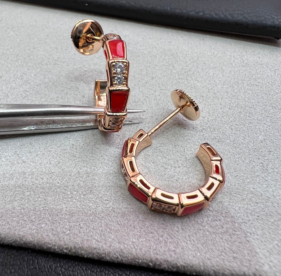 [kincade]SERPENTI CARNELIAN PINK GOLD EARRINGS