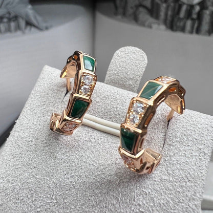 [kincade]SERPENTI MALACHITE PINK GOLD EARRINGS