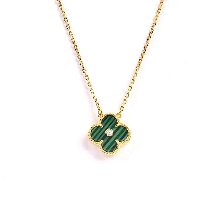 [kincade]CLOVER 15MM DIAMOND TURQUOISE NECKLACE