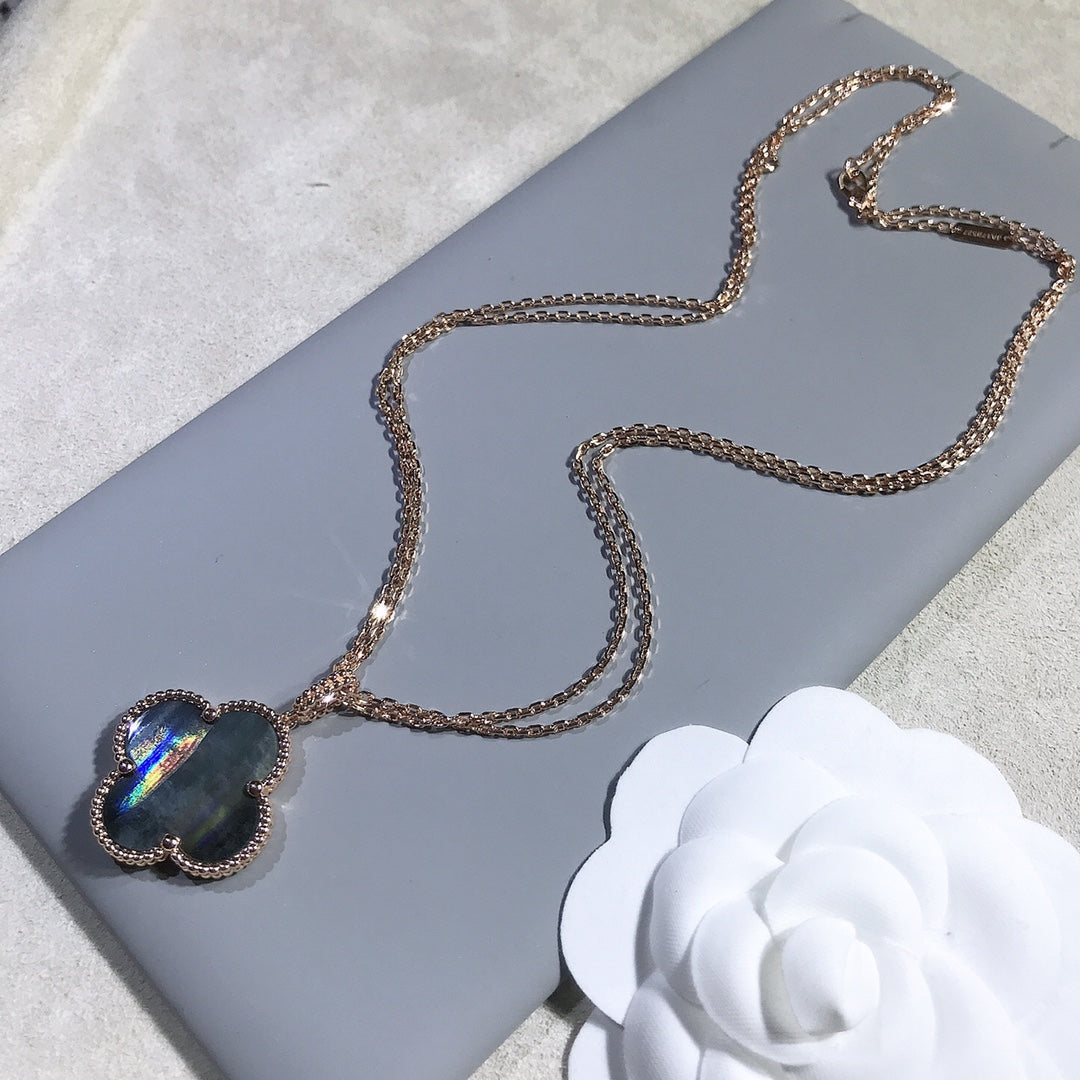 [kincade]CLOVER 25MM GOLD DARK MOP BIG CLOVER NECKLACE