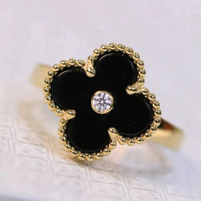 [kincade]CLOVER ONYX RING GOLD DIAMOND