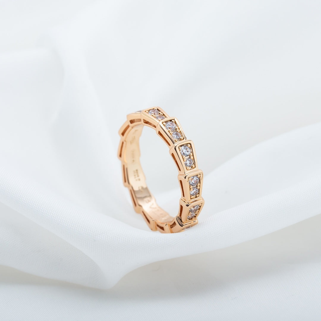 [kincade]SERPENTI RING PINK GOLD DIAMOND PAVED 3MM