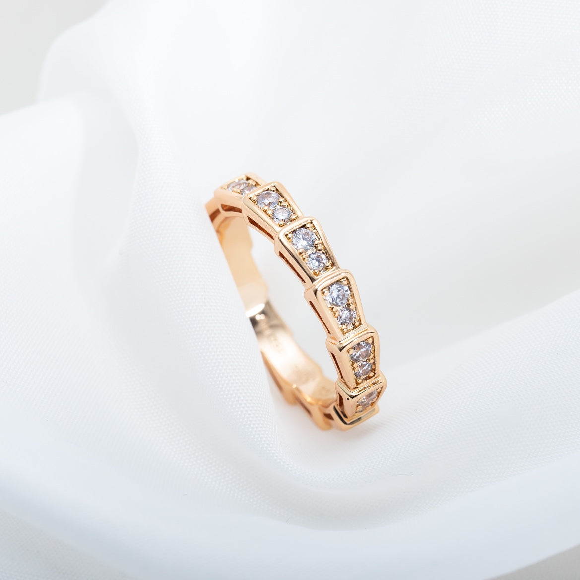 [kincade]SERPENTI RING PINK GOLD DIAMOND PAVED 3MM