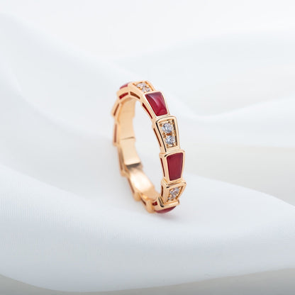 [kincade]SERPENTI RING PINK GOLD CARNELIAN DIAMOND 3MM