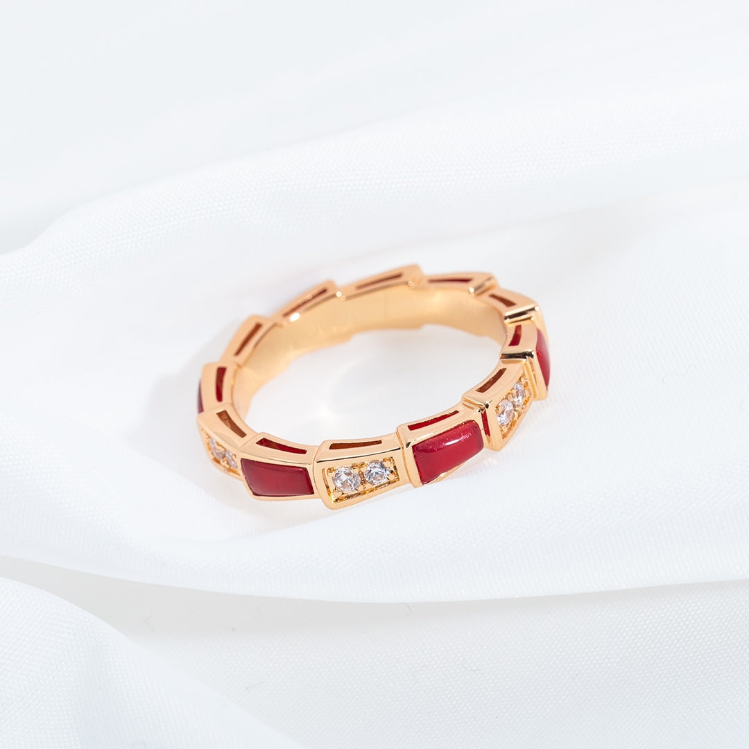 [kincade]SERPENTI RING PINK GOLD CARNELIAN DIAMOND 3MM