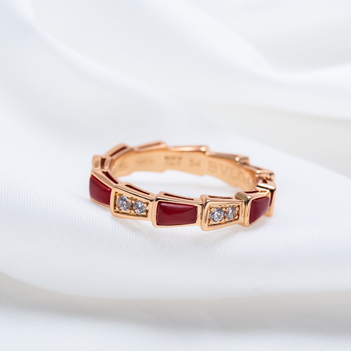 [kincade]SERPENTI RING PINK GOLD CARNELIAN DIAMOND 3MM