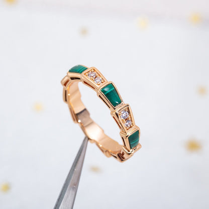 [kincade]SERPENTI RING PINK GOLD MALACHITE DIAMOND 3MM