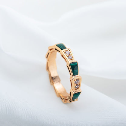 [kincade]SERPENTI RING PINK GOLD MALACHITE DIAMOND 3MM