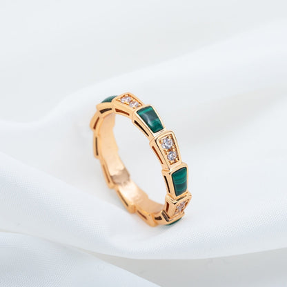 [kincade]SERPENTI RING PINK GOLD MALACHITE DIAMOND 3MM