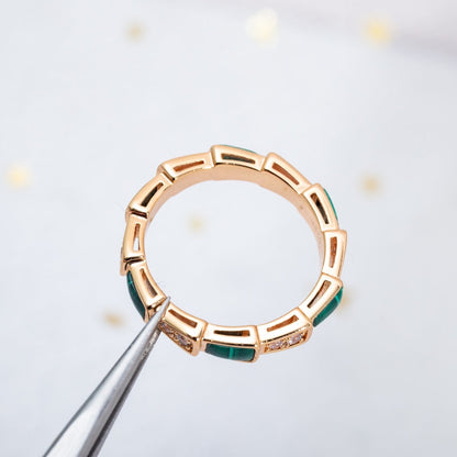 [kincade]SERPENTI RING PINK GOLD MALACHITE DIAMOND 3MM