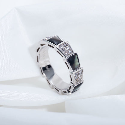 [kincade]SERPENTI RING SILVER DIAMOND BLACK MOP 4MM