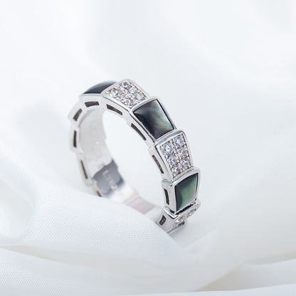 [kincade]SERPENTI RING SILVER DIAMOND BLACK MOP 4MM