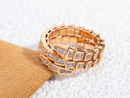 [kincade]SERPENTI RING PINK GOLD DIAMOND DOUBLE ROW