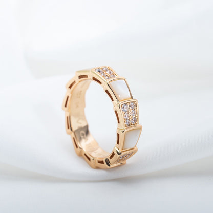 [kincade]SERPENTI RING PINK GOLD MOP DIAMOND PAVED 4MM