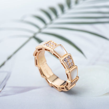 [kincade]SERPENTI RING PINK GOLD MOP DIAMOND PAVED 4MM