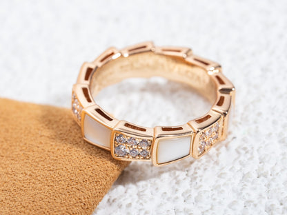 [kincade]SERPENTI RING PINK GOLD MOP DIAMOND PAVED 4MM