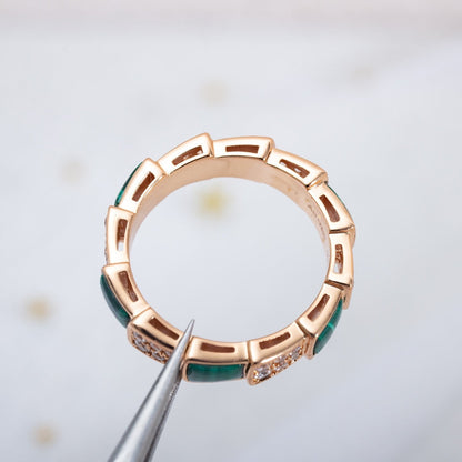 [kincade]SERPENTI RING PINK GOLD MALACHITE DIAMOND PAVED 4MM