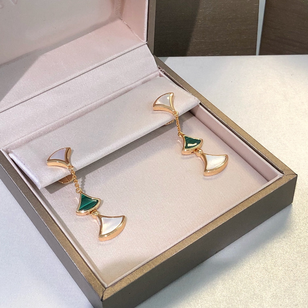 [kincade]DREAM EARRINGS 3 MOTIFS MALACHITE MOP PINK GOLD