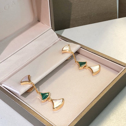 [kincade]DREAM EARRINGS 3 MOTIFS MALACHITE MOP PINK GOLD