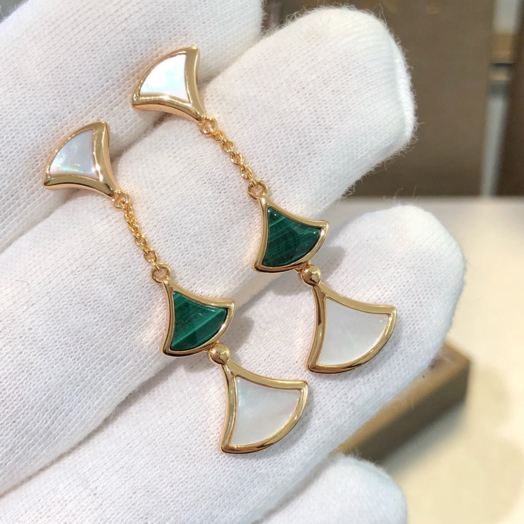 [kincade]DREAM EARRINGS 3 MOTIFS MALACHITE MOP PINK GOLD