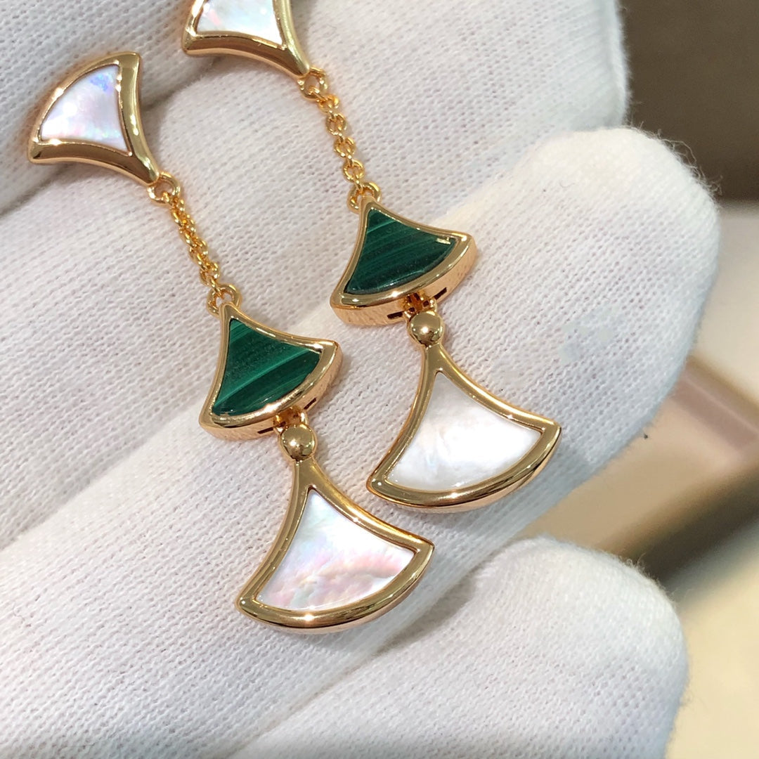 [kincade]DREAM EARRINGS 3 MOTIFS MALACHITE MOP PINK GOLD